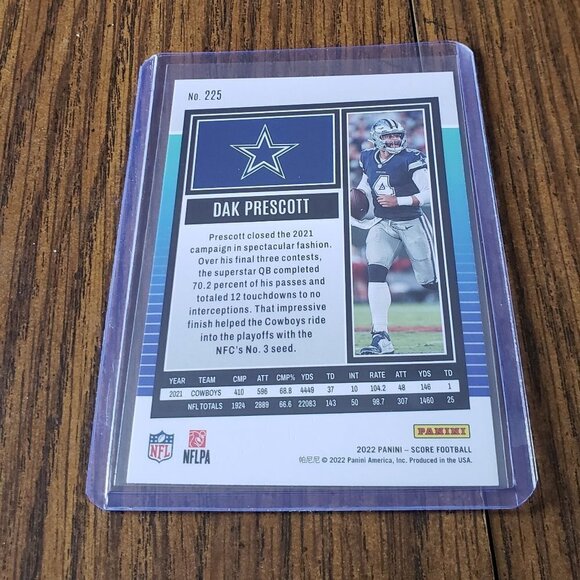 Dak Prescott 2022 Score Football Red Parallel #225 Dallas Cowboys - Picture 3 of 3